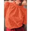 imagePRETTYGARDEN Womens Summer Tops 2025 Trendy Short Sleeve Eyelet Embroidered Dressy Casual Blouse ShirtsOrange