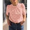 imagePRETTYGARDEN Womens Summer Tops 2025 Trendy Short Sleeve Eyelet Embroidered Dressy Casual Blouse ShirtsPink