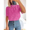 imagePRETTYGARDEN Womens Summer Tops 2025 Trendy Short Sleeve Eyelet Embroidered Dressy Casual Blouse ShirtsRose Red