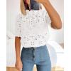 imagePRETTYGARDEN Womens Summer Tops 2025 Trendy Short Sleeve Eyelet Embroidered Dressy Casual Blouse ShirtsWhite
