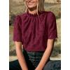 imagePRETTYGARDEN Womens Summer Tops 2025 Trendy Short Sleeve Eyelet Embroidered Dressy Casual Blouse ShirtsWine Red