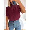 imagePRETTYGARDEN Womens Summer Tops 2025 Trendy Short Sleeve Eyelet Embroidered Dressy Casual Blouse ShirtsWine Red