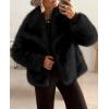 imagePRETTYGARDEN Womens Winter Coats 2025 Trendy Long Sleeve Furry Faux Fur Jackets Button Lapel Warm Fall Outwear with PocketsBlack