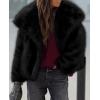 imagePRETTYGARDEN Womens Winter Coats 2025 Trendy Long Sleeve Furry Faux Fur Jackets Button Lapel Warm Fall Outwear with PocketsBlack