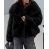 imagePRETTYGARDEN Womens Winter Coats 2025 Trendy Long Sleeve Furry Faux Fur Jackets Button Lapel Warm Fall Outwear with PocketsBlack