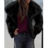 imagePRETTYGARDEN Womens Winter Coats 2025 Trendy Long Sleeve Furry Faux Fur Jackets Button Lapel Warm Fall Outwear with PocketsBlack