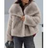 imagePRETTYGARDEN Womens Winter Coats 2025 Trendy Long Sleeve Furry Faux Fur Jackets Button Lapel Warm Fall Outwear with PocketsBlack Apricot