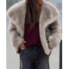 imagePRETTYGARDEN Womens Winter Coats 2025 Trendy Long Sleeve Furry Faux Fur Jackets Button Lapel Warm Fall Outwear with PocketsBlack Apricot