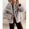 imagePRETTYGARDEN Womens Winter Coats 2025 Trendy Long Sleeve Furry Faux Fur Jackets Button Lapel Warm Fall Outwear with PocketsBlack Apricot