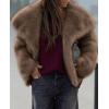 imagePRETTYGARDEN Womens Winter Coats 2025 Trendy Long Sleeve Furry Faux Fur Jackets Button Lapel Warm Fall Outwear with PocketsBlack Khaki
