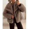 imagePRETTYGARDEN Womens Winter Coats 2025 Trendy Long Sleeve Furry Faux Fur Jackets Button Lapel Warm Fall Outwear with PocketsBlack Khaki