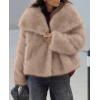 imagePRETTYGARDEN Womens Winter Coats 2025 Trendy Long Sleeve Furry Faux Fur Jackets Button Lapel Warm Fall Outwear with PocketsKhaki