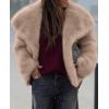 imagePRETTYGARDEN Womens Winter Coats 2025 Trendy Long Sleeve Furry Faux Fur Jackets Button Lapel Warm Fall Outwear with PocketsKhaki