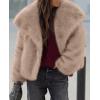 imagePRETTYGARDEN Womens Winter Coats 2025 Trendy Long Sleeve Furry Faux Fur Jackets Button Lapel Warm Fall Outwear with PocketsKhaki