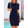 imagePRETTYGARDEN Work Dresses for Women 2025 Summer Business Casual Short Sleeve Formal Sweater Sheath DressDark Blue