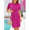 imagePRETTYGARDEN Work Dresses for Women 2025 Summer Business Casual Short Sleeve Formal Sweater Sheath DressRose Red