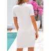 imagePRETTYGARDEN Work Dresses for Women 2025 Summer Business Casual Short Sleeve Formal Sweater Sheath DressWhite