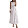imagePRETTYGARDEN Maxi Dresses for Women 2025 Summer Casual Sleeveless Patchwork Flowy Vacation Sundress Knit Long Work Tank DressWhite