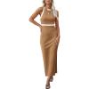 imagePRETTYGARDEN Women Bodycon Midi Dress 2025 Summer Spring Casual Vacation Sundress Fitted Sleeveless Tank DressesZkhaki