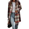 imagePRETTYGARDEN Women Plaid Shacket Jacket Trendy Fall Casual Button Wool Blend Tartan Trench Coat Winter Clothing with PocketsBrick Red