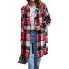imagePRETTYGARDEN Women Plaid Shacket Jacket Trendy Fall Casual Button Wool Blend Tartan Trench Coat Winter Clothing with PocketsBrilliant Red