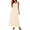 imagePRETTYGARDEN Womens 2025 Summer Spaghetti Strap Maxi Dresses Plaid Square Neck A Line Casual Beach Vacation Long SundressBeige