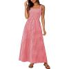 imagePRETTYGARDEN Womens 2025 Summer Spaghetti Strap Maxi Dresses Plaid Square Neck A Line Casual Beach Vacation Long SundressRed
