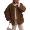 imagePRETTYGARDEN Womens 2025 Winter Coats Long Sleeve Button up Fuzzy Sherpa Fleece Jackets Outerwear Fall Fashion ClothesBrown