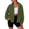 imagePRETTYGARDEN Womens 2025 Winter Fleece Sherpa Jacket Trendy Long Sleeve Zip Up Cropped Warm Coat Fall Fashion Workout ClothesArmy Green