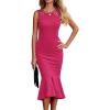 imagePRETTYGARDEN Womens Sleeveless Midi Bodycon Formal Dress Ruffle Mermaid Hem Elegant Cocktail Wedding Guest Midi DressesRose Red