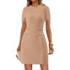 imagePRETTYGARDEN Work Dresses for Women 2025 Summer Business Casual Short Sleeve Formal Sweater Sheath DressApricot