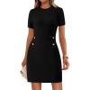 imagePRETTYGARDEN Work Dresses for Women 2025 Summer Business Casual Short Sleeve Formal Sweater Sheath DressBlack