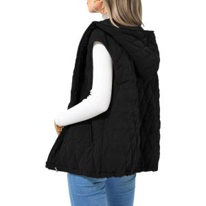 imagePRETTYGARDEN Womens 2025 Fall Spring Vest Casual Sleeveless Hooded Zip Up Jacket Trendy Winter Coat OuterwearBlack