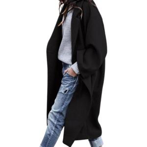 imagePRETTYGARDEN Womens Winter Coats 2025 Trendy Long Sleeve Notch Lapel Button Long Jackets Casual Oversized Vacation OutfitsBlack