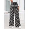 imagePRETTYGARDEN Casual Womens Pants 2025 Elastic Waist Palazzo Long Stretchy Wide Leg Trousers Knit Fall Outfits with PocketsBig Plaid Black