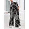imagePRETTYGARDEN Casual Womens Pants 2025 Elastic Waist Palazzo Long Stretchy Wide Leg Trousers Knit Fall Outfits with PocketsSmall Plaid Black