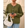 imagePRETTYGARDEN Fall Long Sleeve Cardigans for Women Trendy 2025 Lightweight Button Down Crewneck Loose Knit Sweater ClothesArmy Green