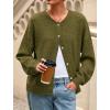imagePRETTYGARDEN Fall Long Sleeve Cardigans for Women Trendy 2025 Lightweight Button Down Crewneck Loose Knit Sweater ClothesArmy Green