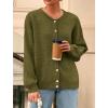 imagePRETTYGARDEN Fall Long Sleeve Cardigans for Women Trendy 2025 Lightweight Button Down Crewneck Loose Knit Sweater ClothesArmy Green