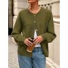 imagePRETTYGARDEN Fall Long Sleeve Cardigans for Women Trendy 2025 Lightweight Button Down Crewneck Loose Knit Sweater ClothesArmy Green