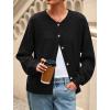 imagePRETTYGARDEN Fall Long Sleeve Cardigans for Women Trendy 2025 Lightweight Button Down Crewneck Loose Knit Sweater ClothesBlack