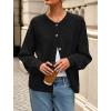 imagePRETTYGARDEN Fall Long Sleeve Cardigans for Women Trendy 2025 Lightweight Button Down Crewneck Loose Knit Sweater ClothesBlack