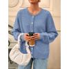 imagePRETTYGARDEN Fall Long Sleeve Cardigans for Women Trendy 2025 Lightweight Button Down Crewneck Loose Knit Sweater ClothesBlue