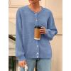 imagePRETTYGARDEN Fall Long Sleeve Cardigans for Women Trendy 2025 Lightweight Button Down Crewneck Loose Knit Sweater ClothesBlue