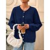 imagePRETTYGARDEN Fall Long Sleeve Cardigans for Women Trendy 2025 Lightweight Button Down Crewneck Loose Knit Sweater ClothesDark Blue