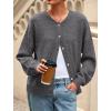 imagePRETTYGARDEN Fall Long Sleeve Cardigans for Women Trendy 2025 Lightweight Button Down Crewneck Loose Knit Sweater ClothesGrey