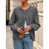 imagePRETTYGARDEN Fall Long Sleeve Cardigans for Women Trendy 2025 Lightweight Button Down Crewneck Loose Knit Sweater ClothesGrey