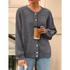 imagePRETTYGARDEN Fall Long Sleeve Cardigans for Women Trendy 2025 Lightweight Button Down Crewneck Loose Knit Sweater ClothesGrey