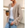 imagePRETTYGARDEN Fall Long Sleeve Cardigans for Women Trendy 2025 Lightweight Button Down Crewneck Loose Knit Sweater ClothesLight Khaki