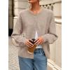 imagePRETTYGARDEN Fall Long Sleeve Cardigans for Women Trendy 2025 Lightweight Button Down Crewneck Loose Knit Sweater ClothesLight Khaki